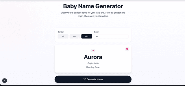 Baby Name Generator Tool